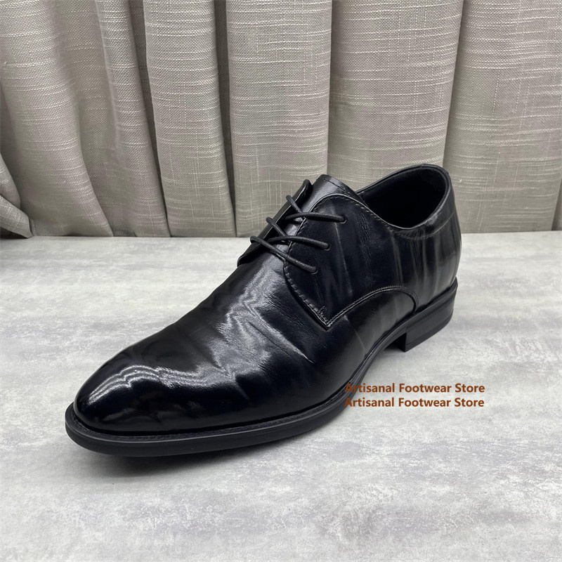Men's Black Leather Oxford Sho - Formal Men Daily Wear Shoes 评论和价格