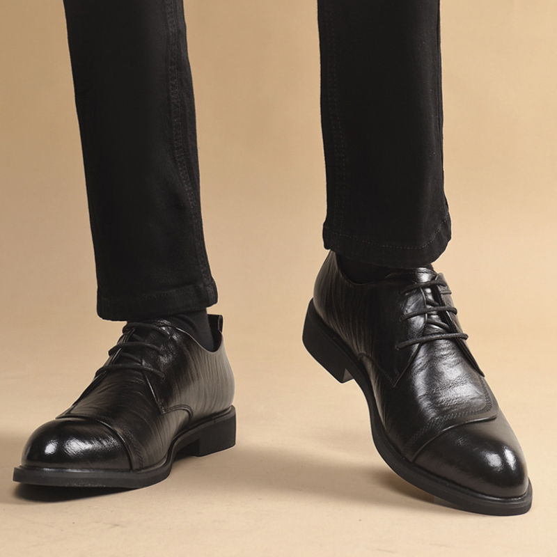 Leather Oxford Shoes With Meta - Formal Men Daily Wear Shoes 评论和价格