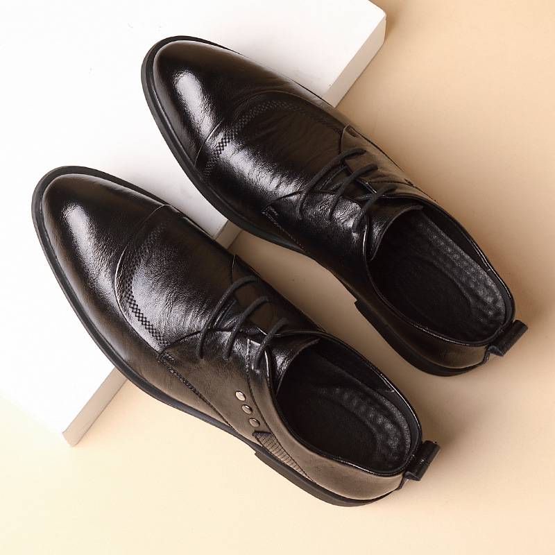 Leather Oxford Shoes With Meta - Formal Men Daily Wear Shoes 评论和价格