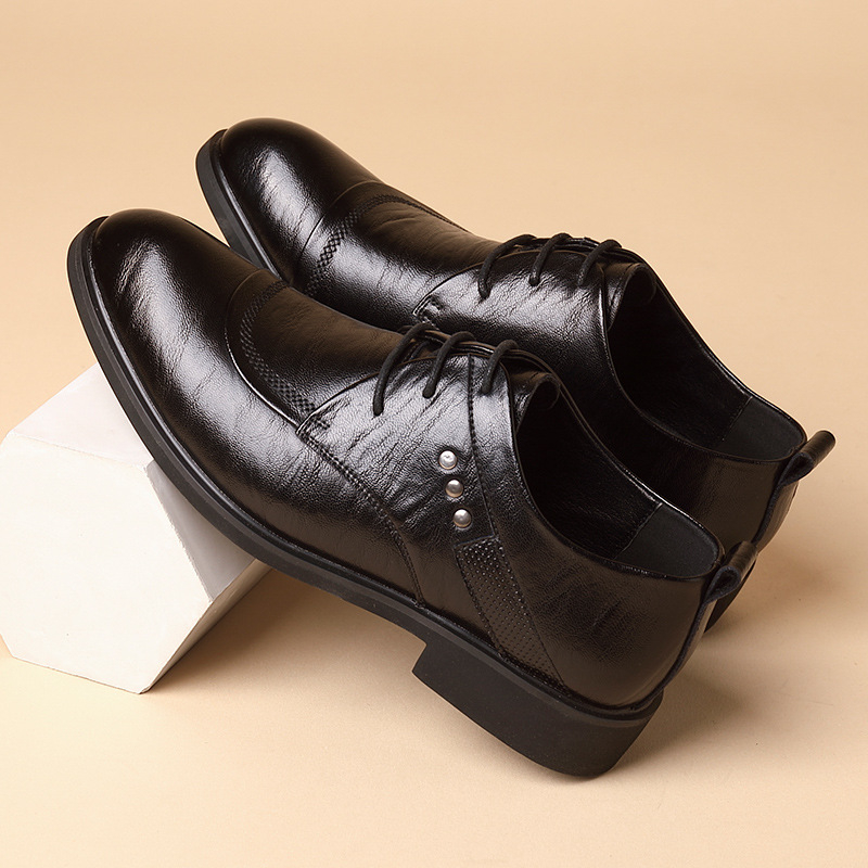 Leather Oxford Shoes With Meta - Formal Men Daily Wear Shoes 评论和价格
