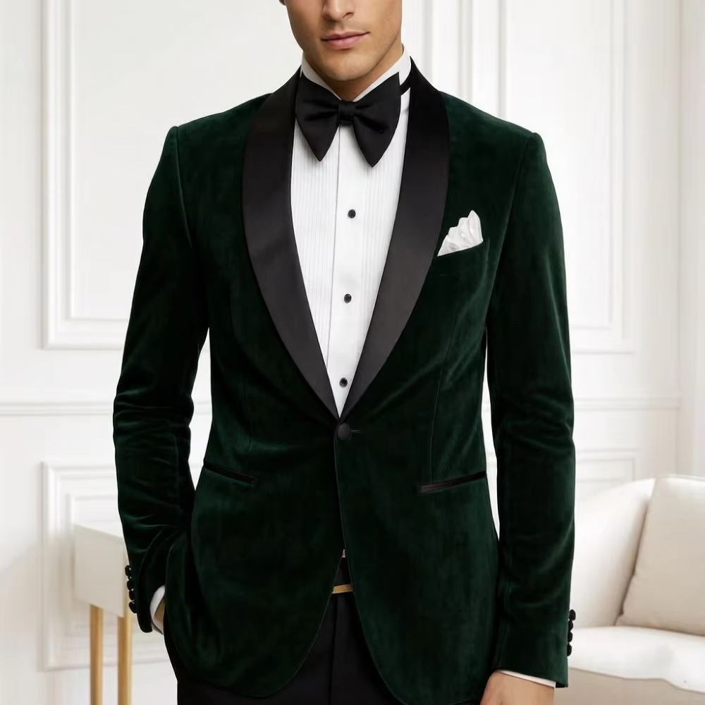 Men Velvet Slim Fit Suits 1 Pi - Formal Men Party Wear Jacket 评论和价格