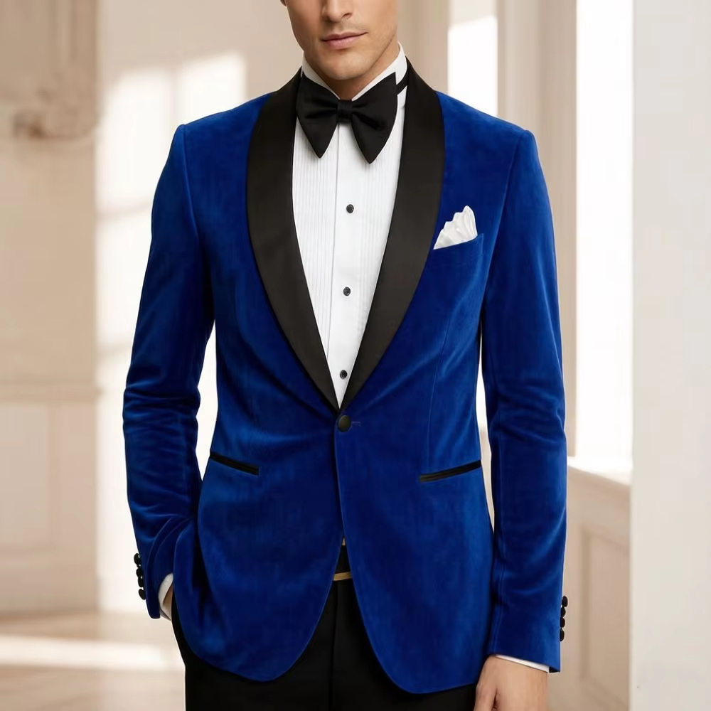 Men Velvet Slim Fit Suits 1 Pi - Formal Men Party Wear Jacket 评论和价格