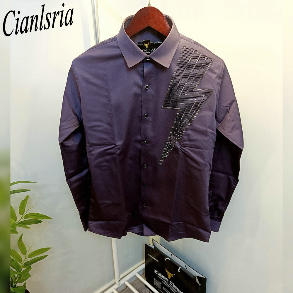 Men Luxury One‑Side Geometric  - Men Formal Party Wear Shirt 评论和价格