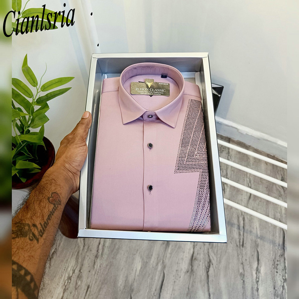Men Luxury One‑Side Geometric  - Men Formal Party Wear Shirt 评论和价格