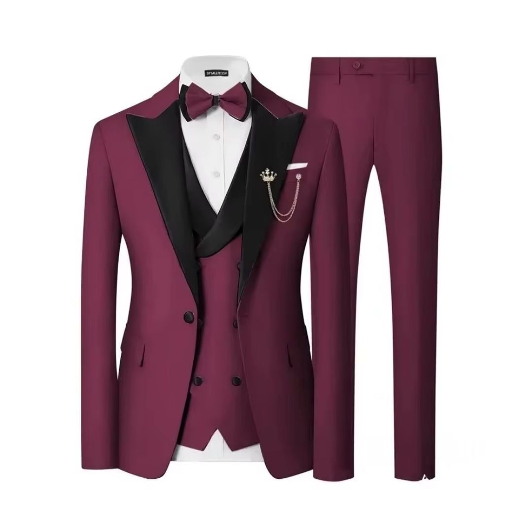 Men's Slim Fit 3 Piece Tuxedo  - Men Formal Wear For Dinner 评论和价格