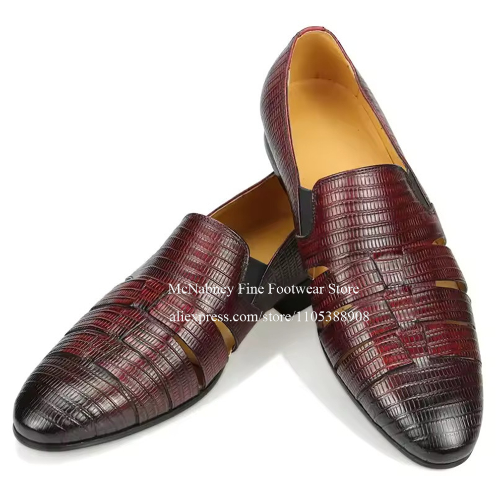 Breathable Cutout Burgundy Bla - Formal Men Daily Wear Shoes 评论和价格
