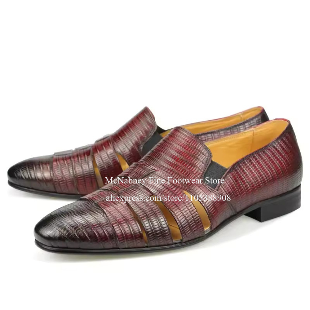 Breathable Cutout Burgundy Bla - Formal Men Daily Wear Shoes 评论和价格