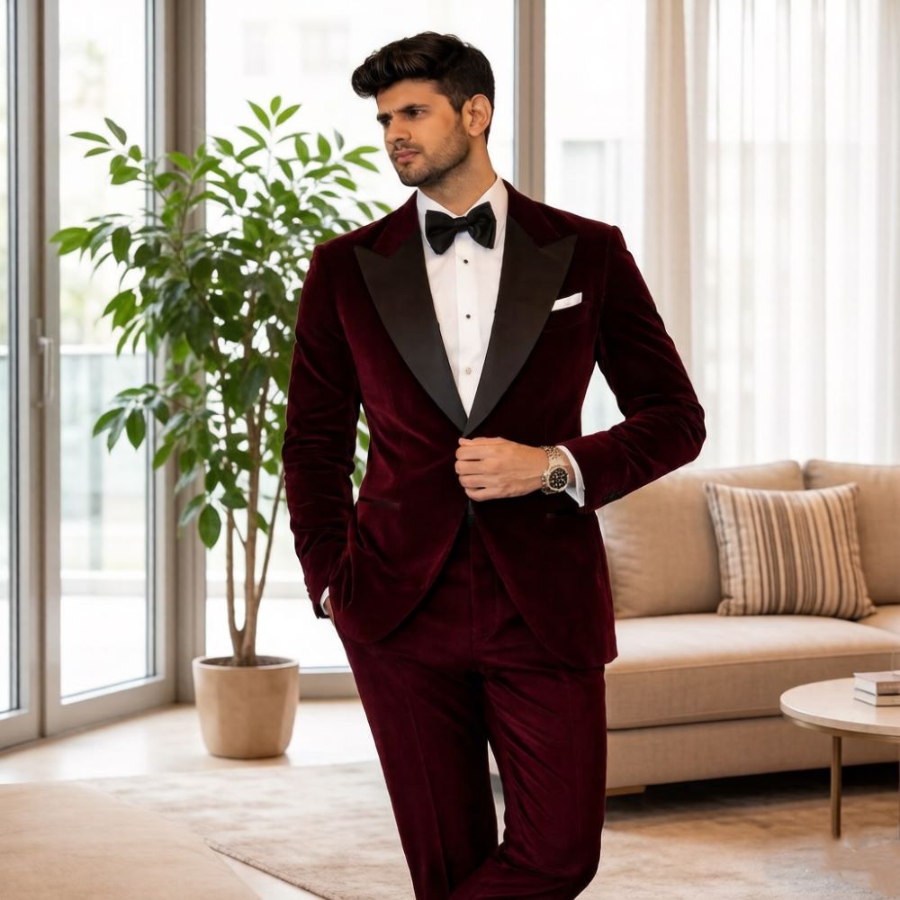 Velvet Suits for Men Slim Fit  - Formal Men Party Wear Jacket 评论和价格
