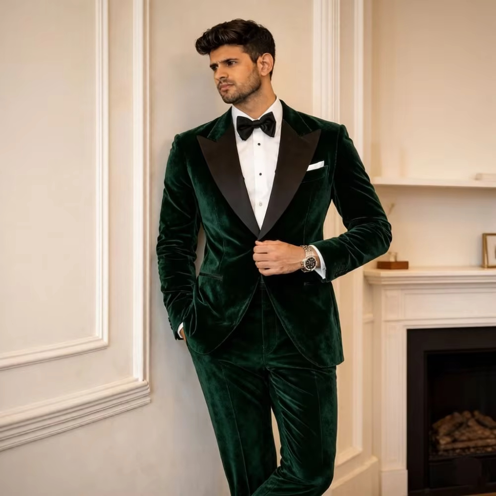 Velvet Suits for Men Slim Fit  - Formal Men Party Wear Jacket 评论和价格