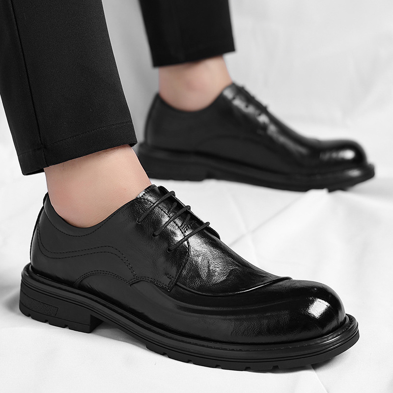 Brown Burnished Genuine Leathe - Formal Men Daily Wear Shoes 评论和价格