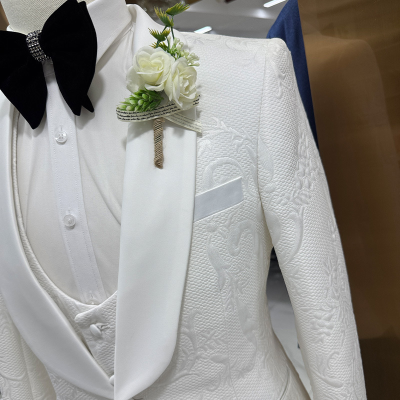 Men Wedding Suit White 3 Piece - Formal Men Party Wear Jacket 评论和价格