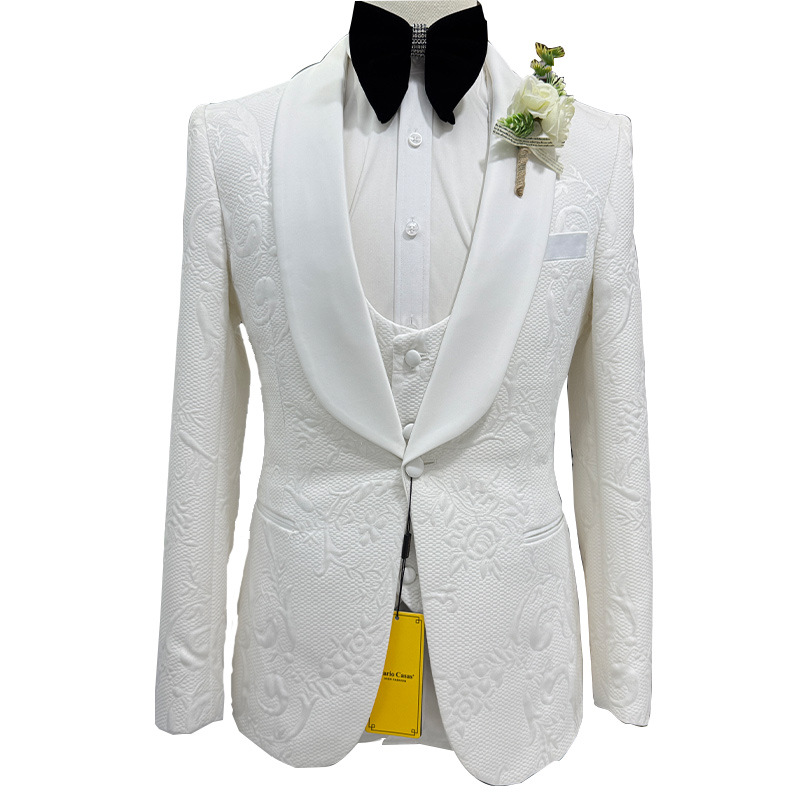 Men Wedding Suit White 3 Piece - Formal Men Party Wear Jacket 评论和价格