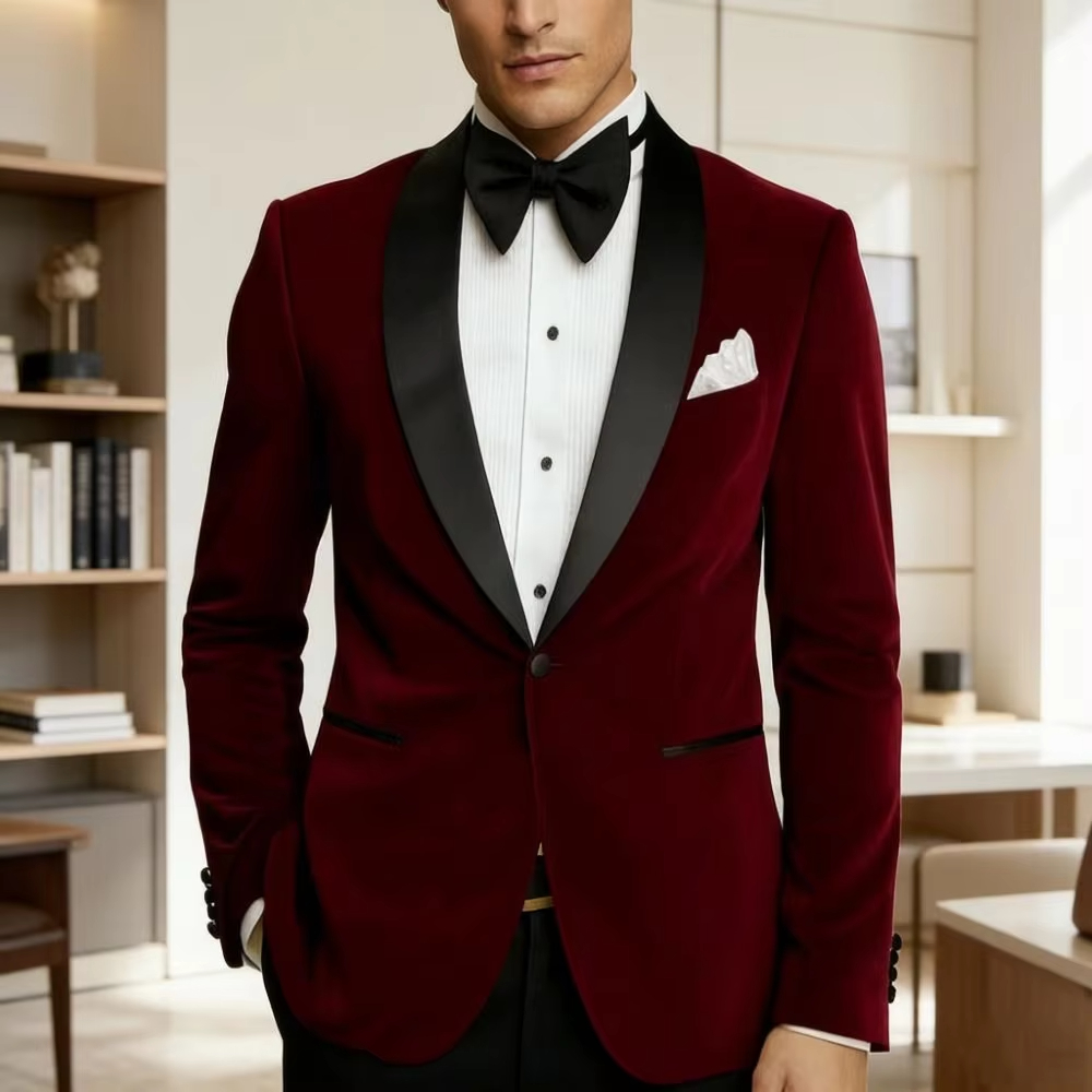 Men Velvet Blazer Slim Fit Sui - Formal Men Party Wear Jacket 评论和价格