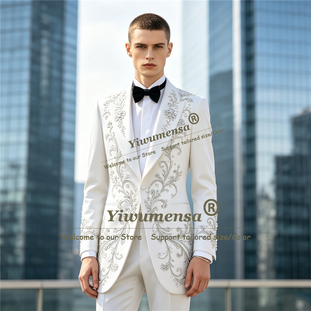 Luxury Crystals Beading Suits  - Men Formal Wear For Dinner 评论和价格