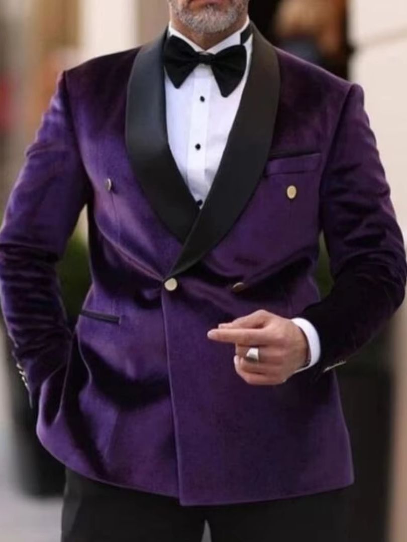 XS-6XL Velvet Wedding Men Suit - Formal Men Party Wear Jacket 评论和价格