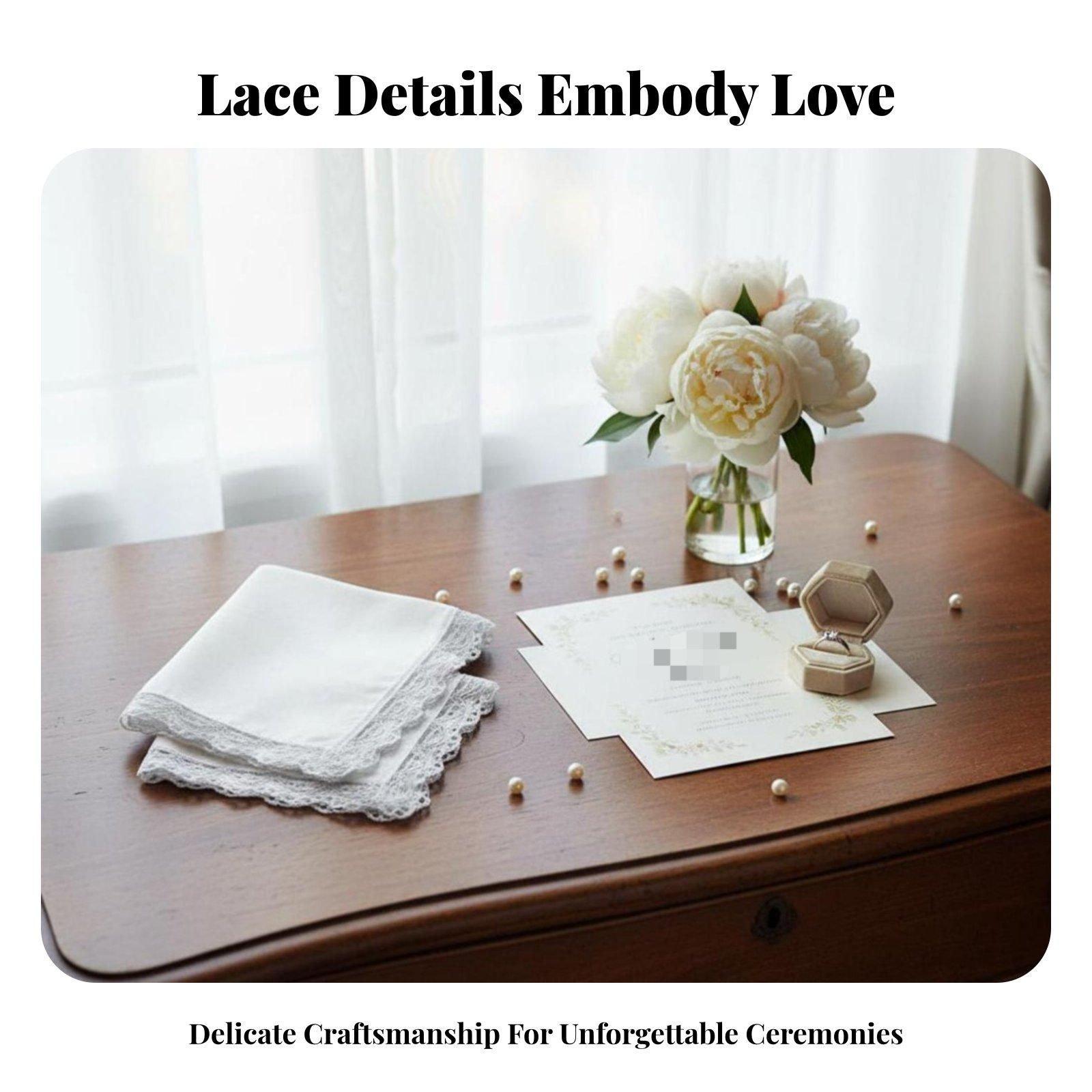 Delicate Lace White Cotton Han - Monogrammed Handkerchief 评论和价格