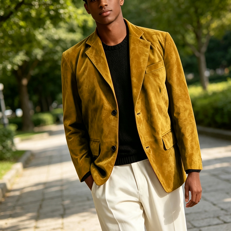 Retro Men Faux Suede Blazer No - Formal Men Party Wear Jacket 评论和价格