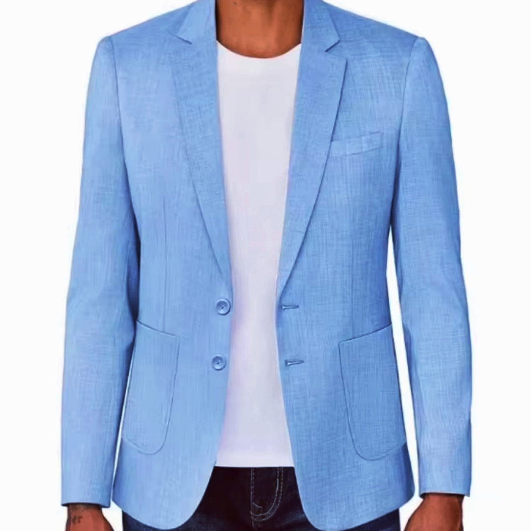Slim Fit Men's Beige/Blue Line - Formal Men Party Wear Jacket 评论和价格