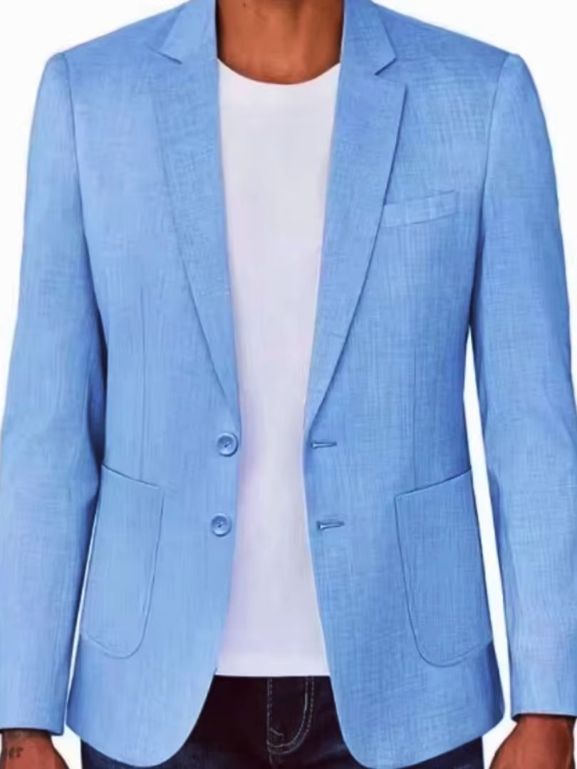 Slim Fit Men's Beige/Blue Line - Formal Men Party Wear Jacket 评论和价格