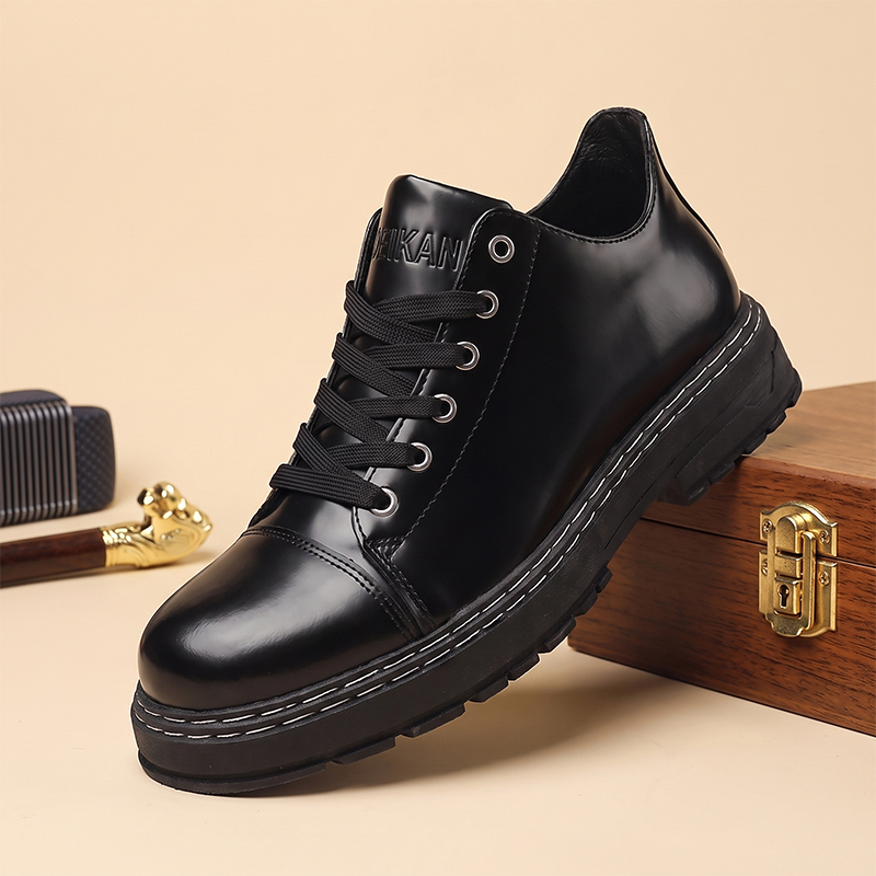 Men Black Lace‑up Leather Shoe - Formal Men Daily Wear Shoes 评论和价格
