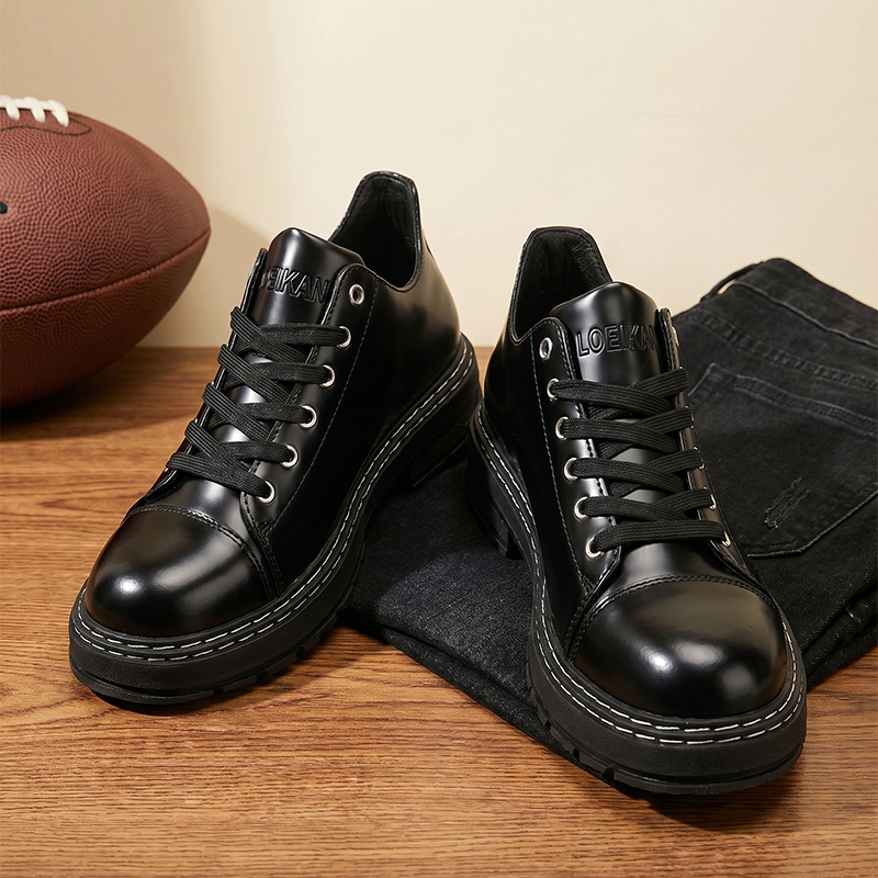 Men Black Lace‑up Leather Shoe - Formal Men Daily Wear Shoes 评论和价格