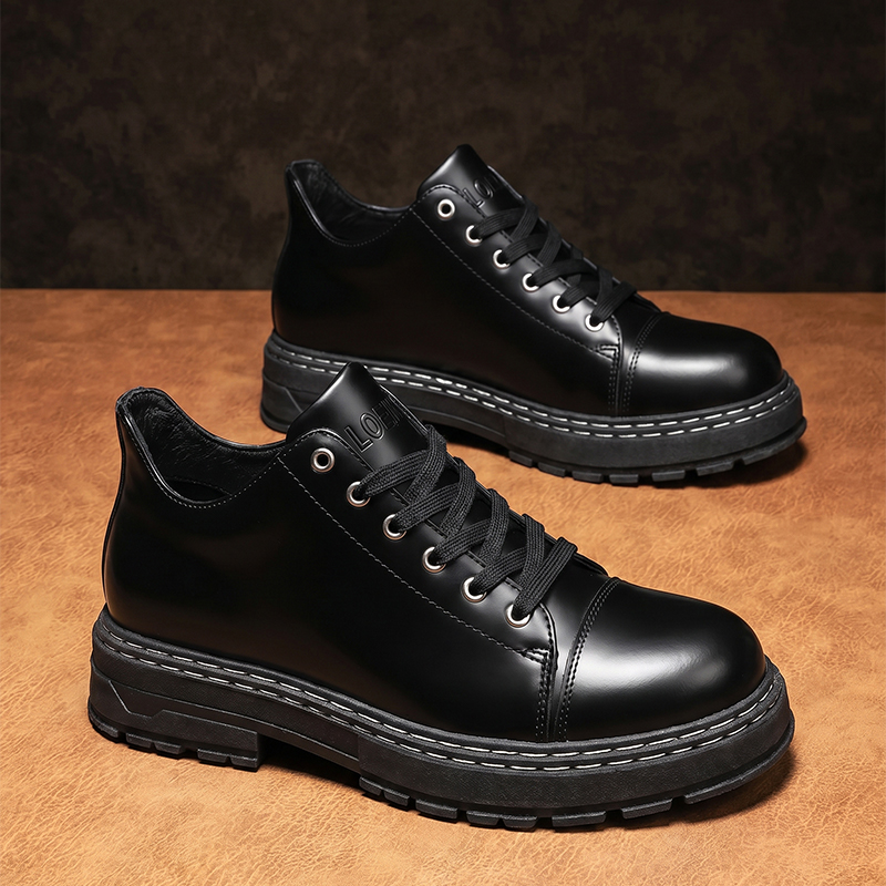 Men Black Lace‑up Leather Shoe - Formal Men Daily Wear Shoes 评论和价格