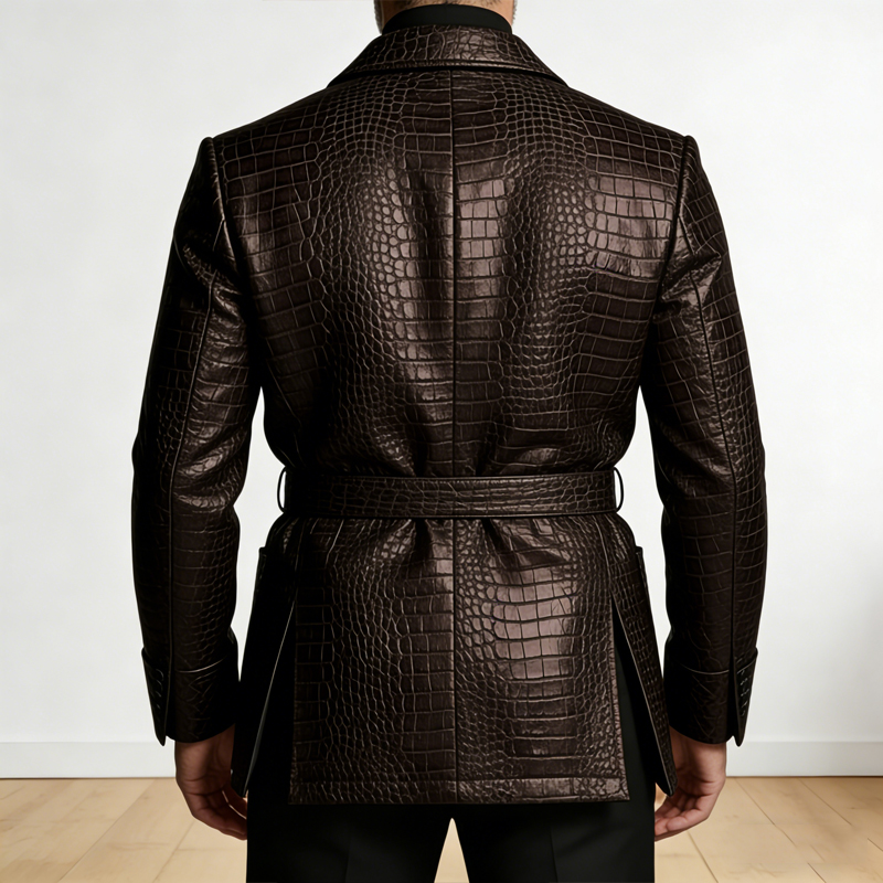  Men's Crocodile Pattern Leat - Formal Men Party Wear Jacket 评论和价格