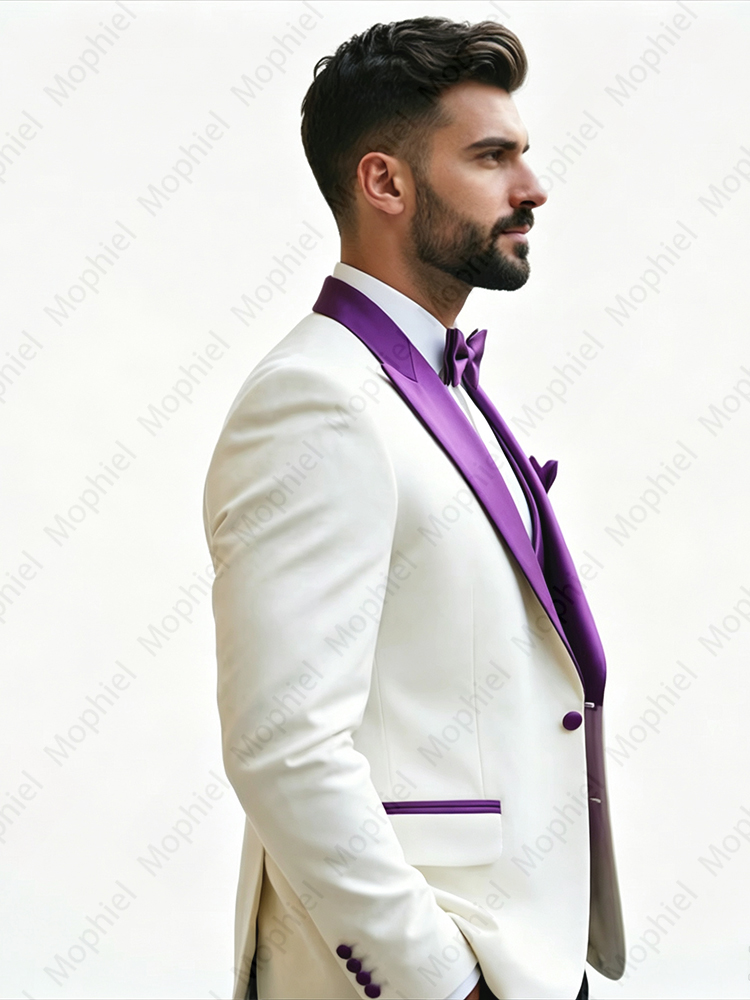 White Men‘s Suits 3 Pieces Sli - Formal Men Party Wear Jacket 评论和价格