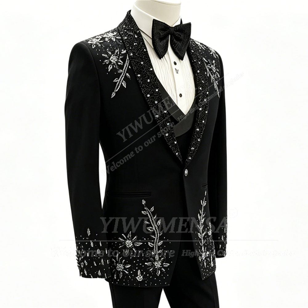 Brilliant Crystals Beading Sui - Men Formal Wear For Dinner 评论和价格