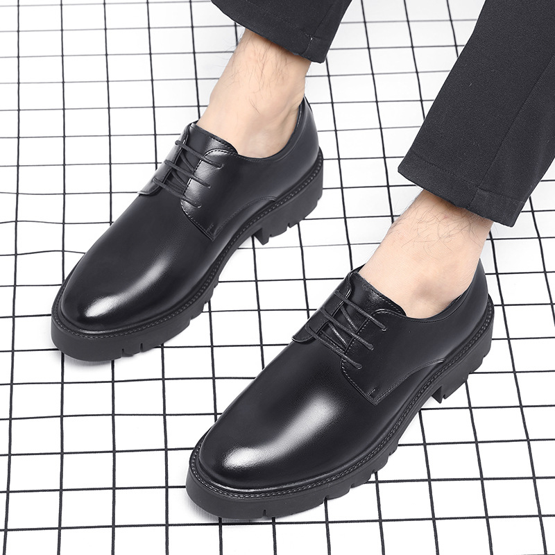 Mens Black Leather Lace Up Dre - Formal Men Daily Wear Shoes 评论和价格