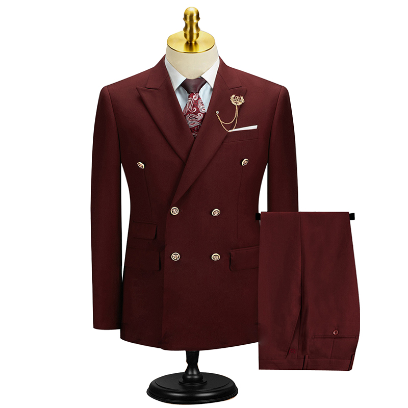2026 Solid Color Double-Breast - Men Formal Wear For Dinner 评论和价格