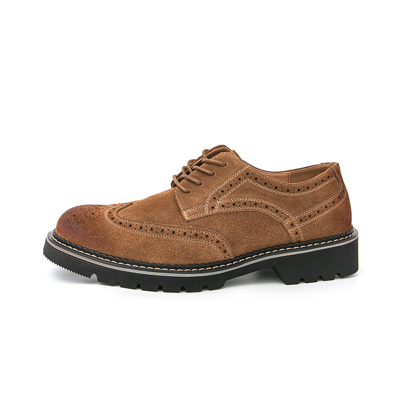 Men's Brown Suede Brogue Oxfor - Formal Men Daily Wear Shoes 评论和价格