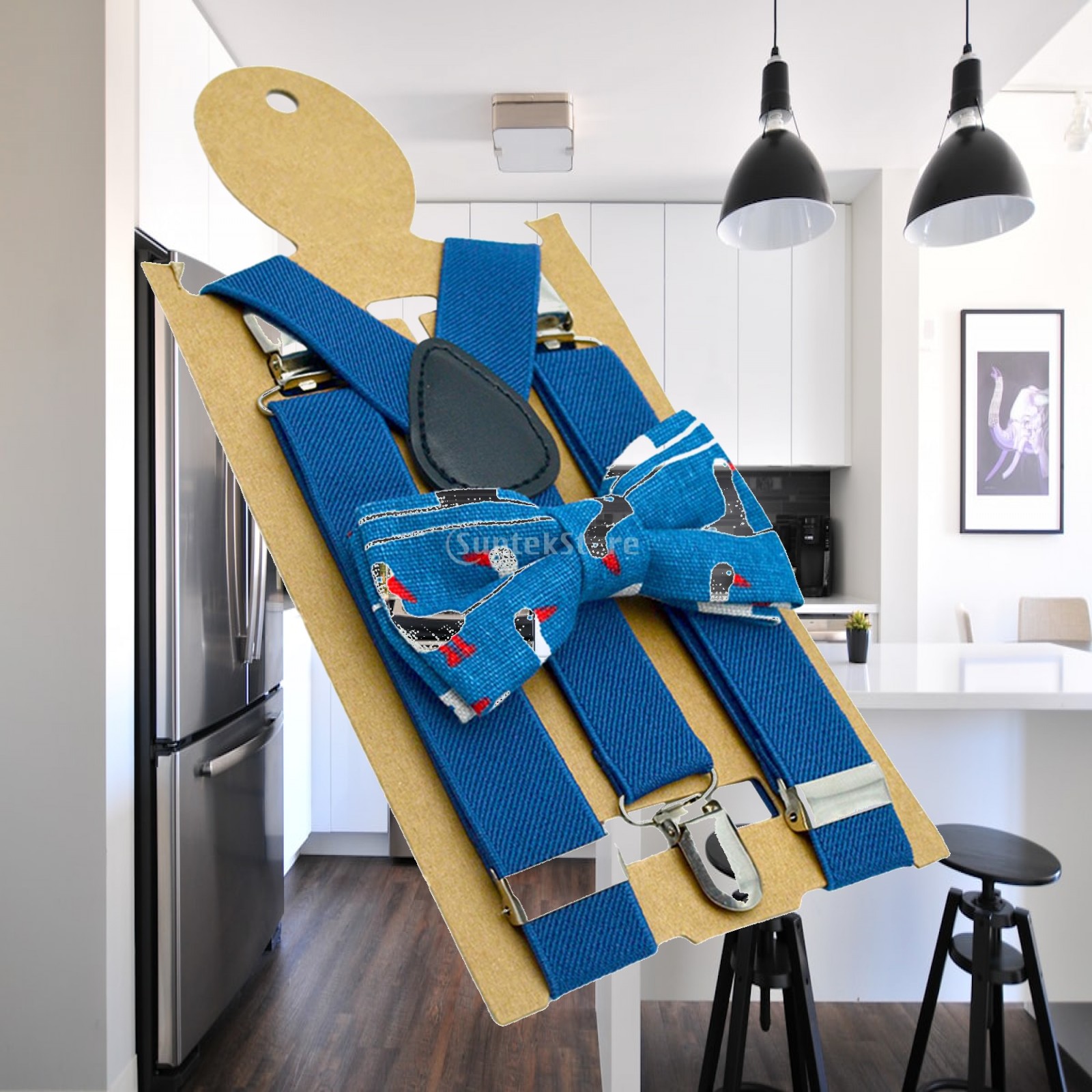 Kids Suspenders Bow Tie Set wi - Suspender Clip Formal 评论和价格
